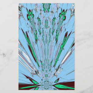 Nice Beautiful Aqua Blue Amazing Floral Motif Art Stationery