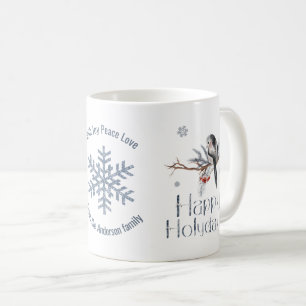 Nice Bird On A Branch. Red Berries. Happy Holidays Coffee Mug