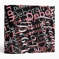 nice black binder with pattern of pink names