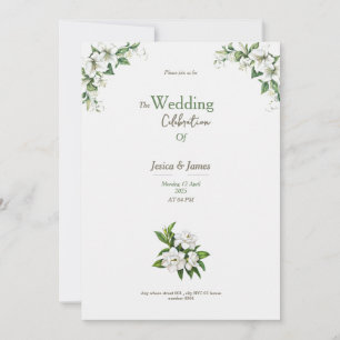 nice Botanical Watercolorwhite wedding invitation