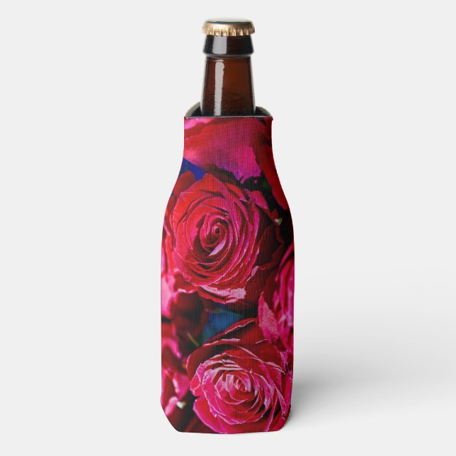 Nice Bunch Of Red Roses Bottle Cooler (Bottle Front)