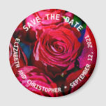 Nice Bunch Of Red Roses Magnet<br><div class="desc">A bunch of fresh rose flowers of dark red or maroon colour. The beauty of the summer season, the symbol of love. A digital painting from a photograph. A festive and colourful save the date round magnet. Customizable. You can change the image and you can change or delete two template...</div>