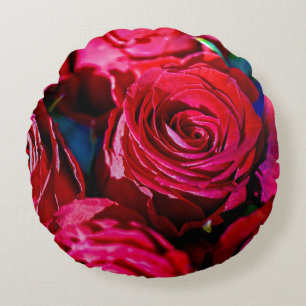 Nice Bunch Of Red Roses Round Pillow