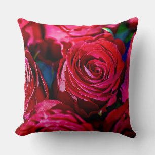 Nice Bunch Of Red Roses Throw Pillow