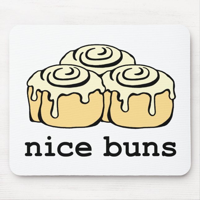 Nice Buns Cinnamon Roll Funny Cartoon Design Mouse Pad (Front)