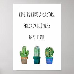 Nice cactus phrase with three cactus drawings poster