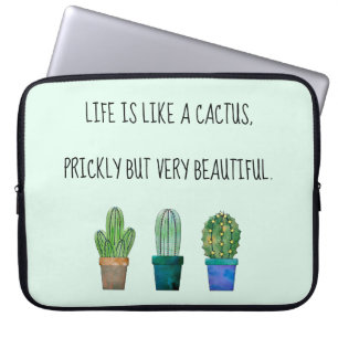 Nice cactus phrase with three cactuses laptop sleeve