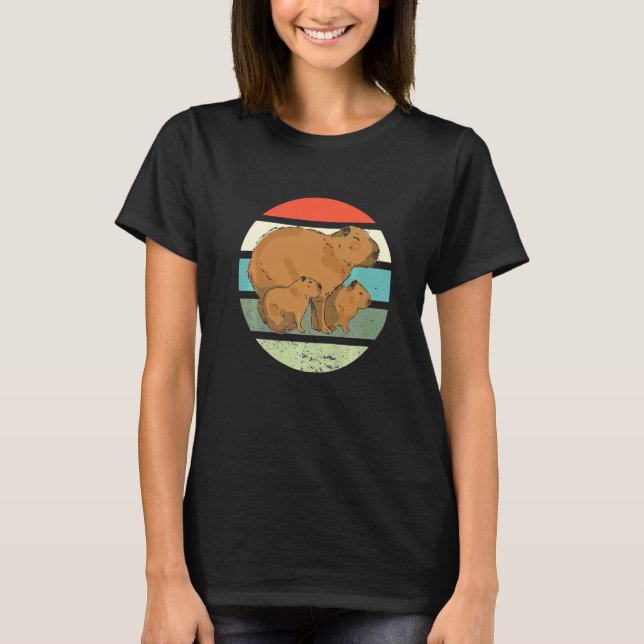 Nice Capybara With Babys   T-Shirt (Front)