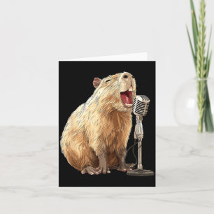 Nice Capybara with Mic for Karaoke and Singing Card