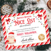 Nice Certificate Approved Santa Claus