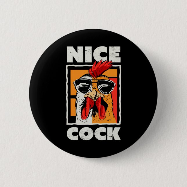 Nice Chicken Rooster Wear Sungles  2 Inch Round Button (Front)