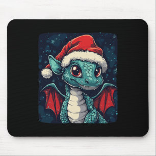 Nice Christmas Wishes From A Cute Festive Dragon Mouse Pad