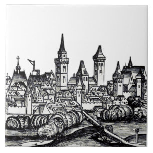 Nice city at France on the Mediterranean Sea Tile