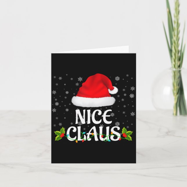 Nice Claus Christmas Lights Santa Pajama Family Ma Card (Front)