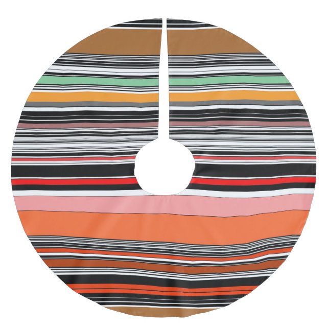 Nice colourful stripes brushed polyester tree skirt (Front)
