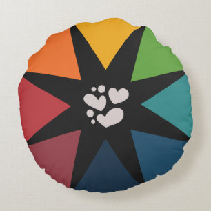 Nice colourful Triangles Pattern Round Pillow