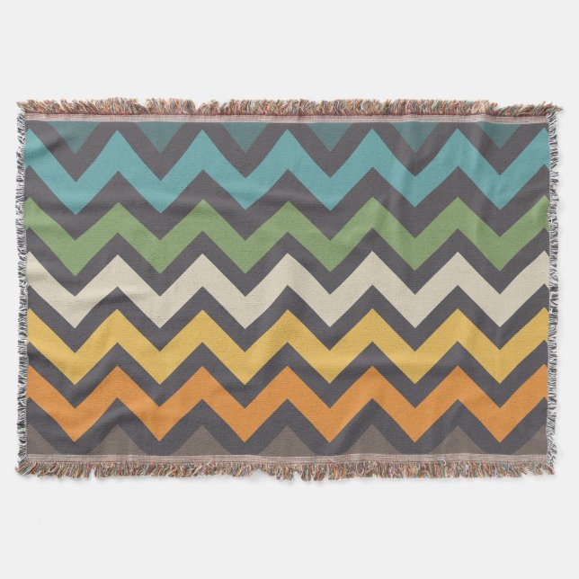 Nice colourful zigzag pattern  throw blanket (Front)