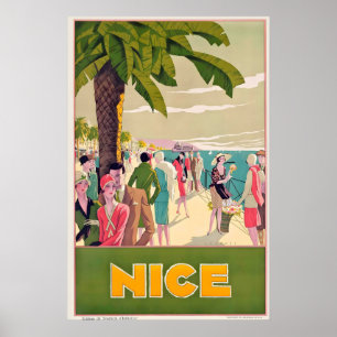 Nice Cote D'Azur France Vintage Travel Poster