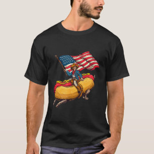 Nice Cowboy Weenie Hotdog Costume With Us Colors T-Shirt