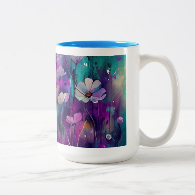Nice cup of drink with blue flowers (Right)