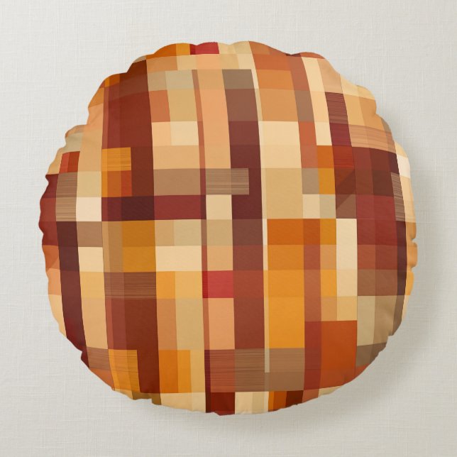 Nice Cute And Funny Autumn Check Pattern Round Pillow (Front)