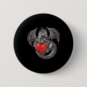 Nice Dragon With Big Red Heart Outfit 2 Inch Round Button