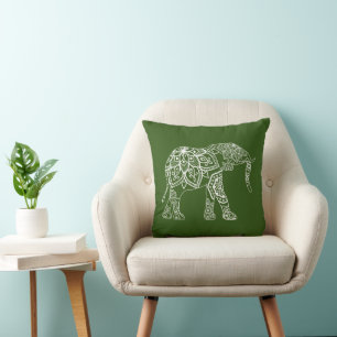 Nice Elephant Mandala Design 4 Throw Pillow