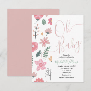 nice floral cake typeface pink invitation