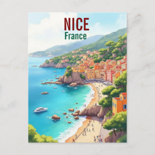 Nice France Artwork Travel Place illustration Postcard