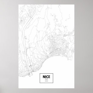 Nice, France (black on white) Poster