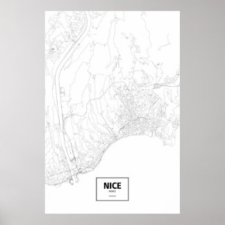 Nice, France (black on white) Poster