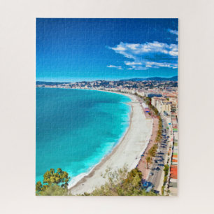 Nice, France Coastline Watercolor Jigsaw Puzzle