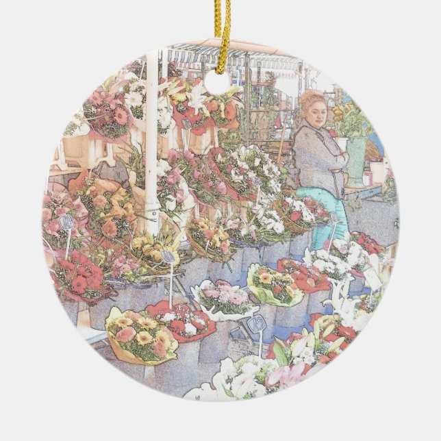 Nice France Farmers Market Ceramic Ornament (Front)