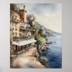 Nice France Painting Landscape Art Print Poster