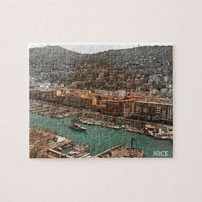 Nice France Port Lympia Panorama View Jigsaw Puzzle (Horizontal)