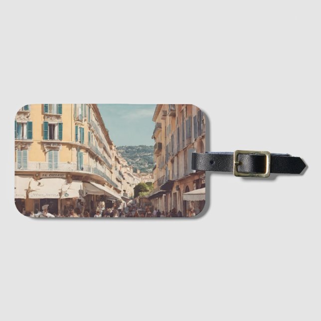 Nice France Postcard Luggage Tag (Front Horizontal)