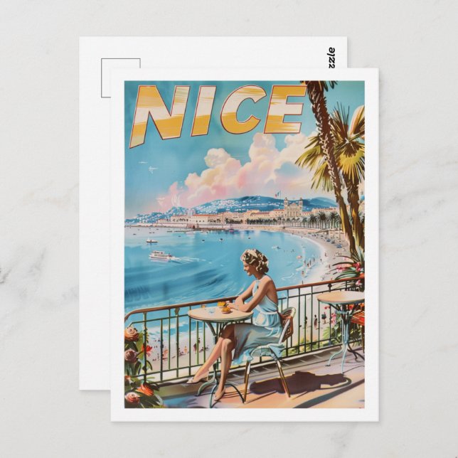 Nice France Vintage Famous Travel Place Postcard (Front/Back)