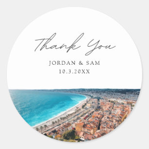 Nice France Wedding Favour Photo Thank You Classic Round Sticker