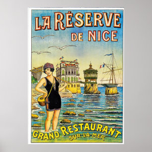 Nice, France, woman in swimsuit on the beach Poster