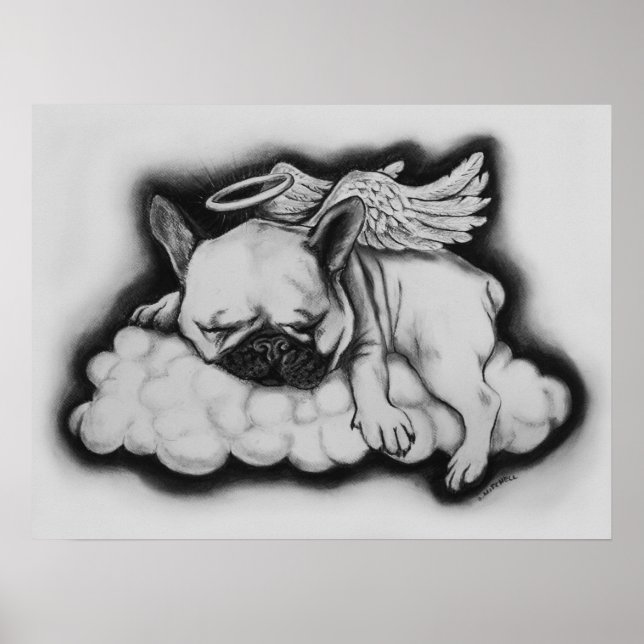 "Nice" - French Bulldog Angel Drawing Poster (Front)