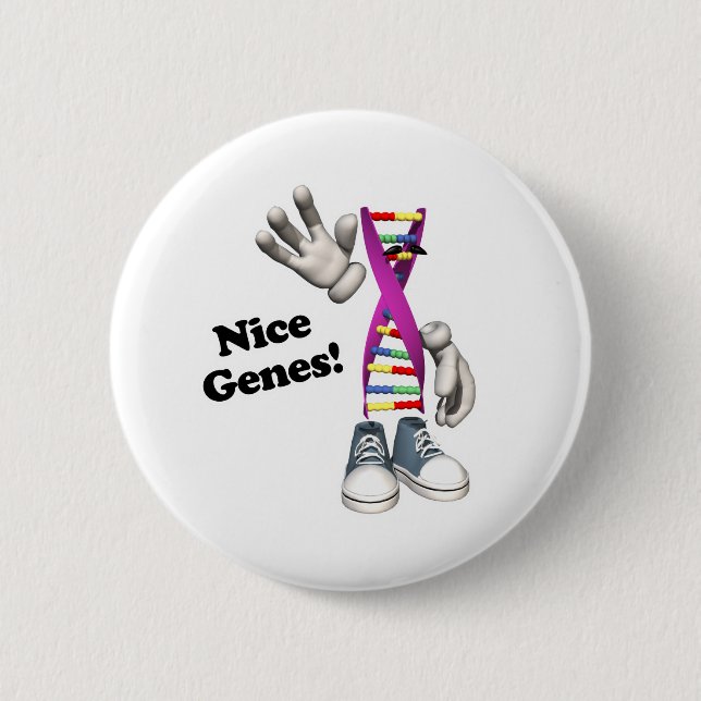 Nice Genes Funny DNA Strip Character 2 Inch Round Button (Front)