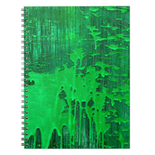 Nice green old surface with paint drips texture - notebook