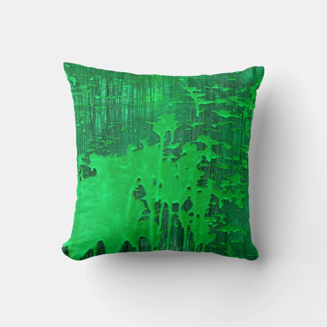 Nice green old surface with paint drips texture -  throw pillow (Front)