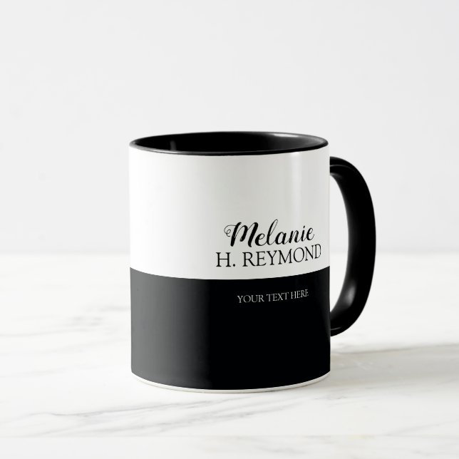 nice half black&white mug personalized with name (Front Right)
