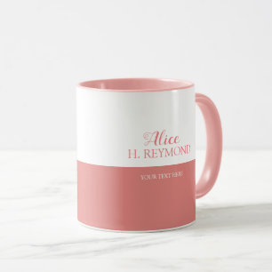 nice half pink & white mug personalized with name