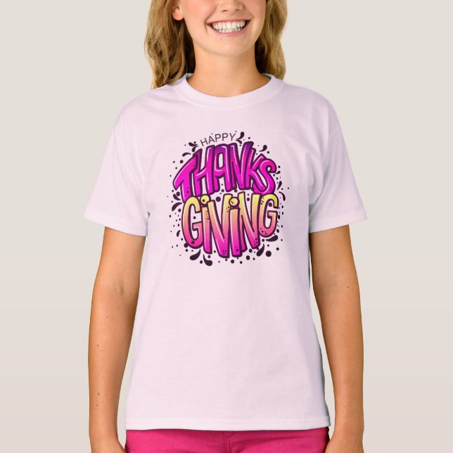 Nice Happy Thanksgiving Typography  T-Shirt (Front)