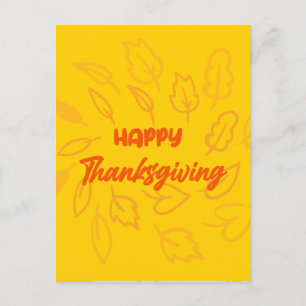 Nice Happy Thanksgiving with Leaves Fall  Holiday Postcard