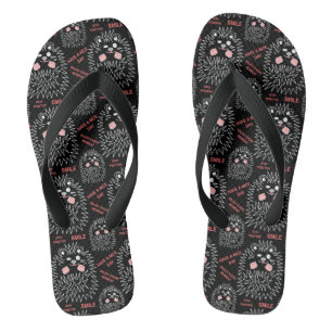 Nice Hedgehog. Cool Image And Text Pattern Flip Flops