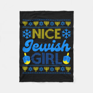 Nice Jewish Girl Ugly Happy Hanukkah Sweater Chanu Fleece Blanket