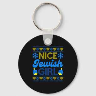 Nice Jewish Girl Ugly Happy Hanukkah Sweater Chanu Keychain